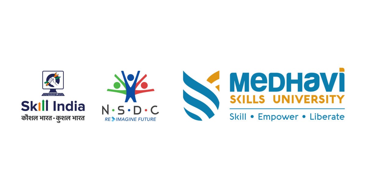 Skill India, NSDC and Medhavi Skills University affiliation logos